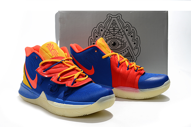 2019 Men Nike Kyrie Irving 5 Blue Red Orange Shoes - Click Image to Close